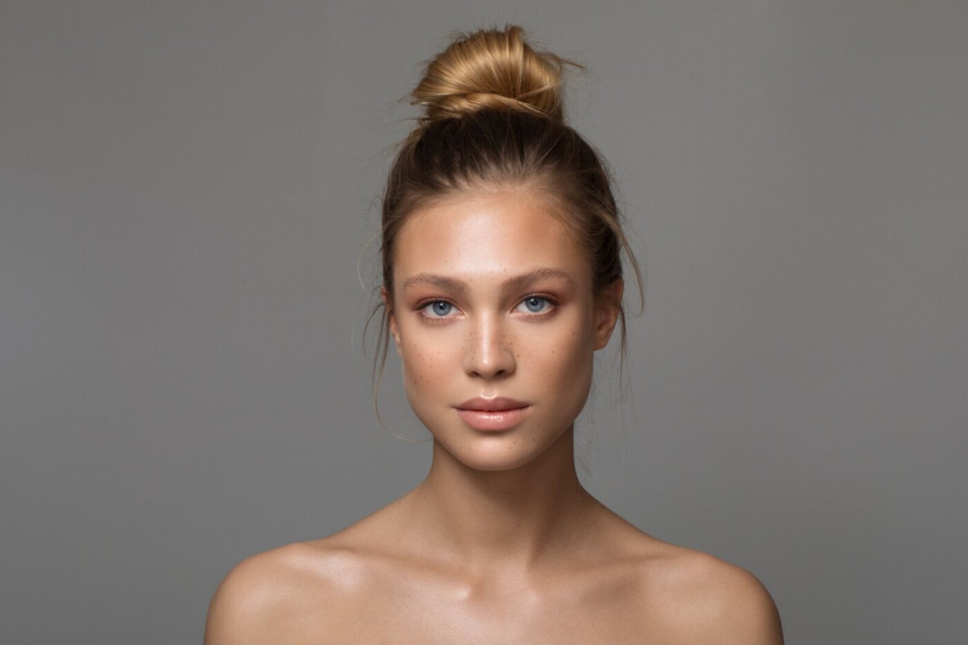 Woman with her hair in a bun