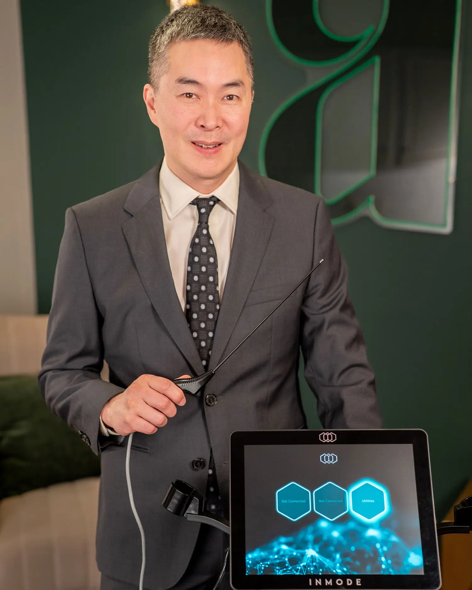 Dr. Cho smiling with InMode QuantumRF